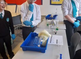 Science club making an elephant toothpaste 01