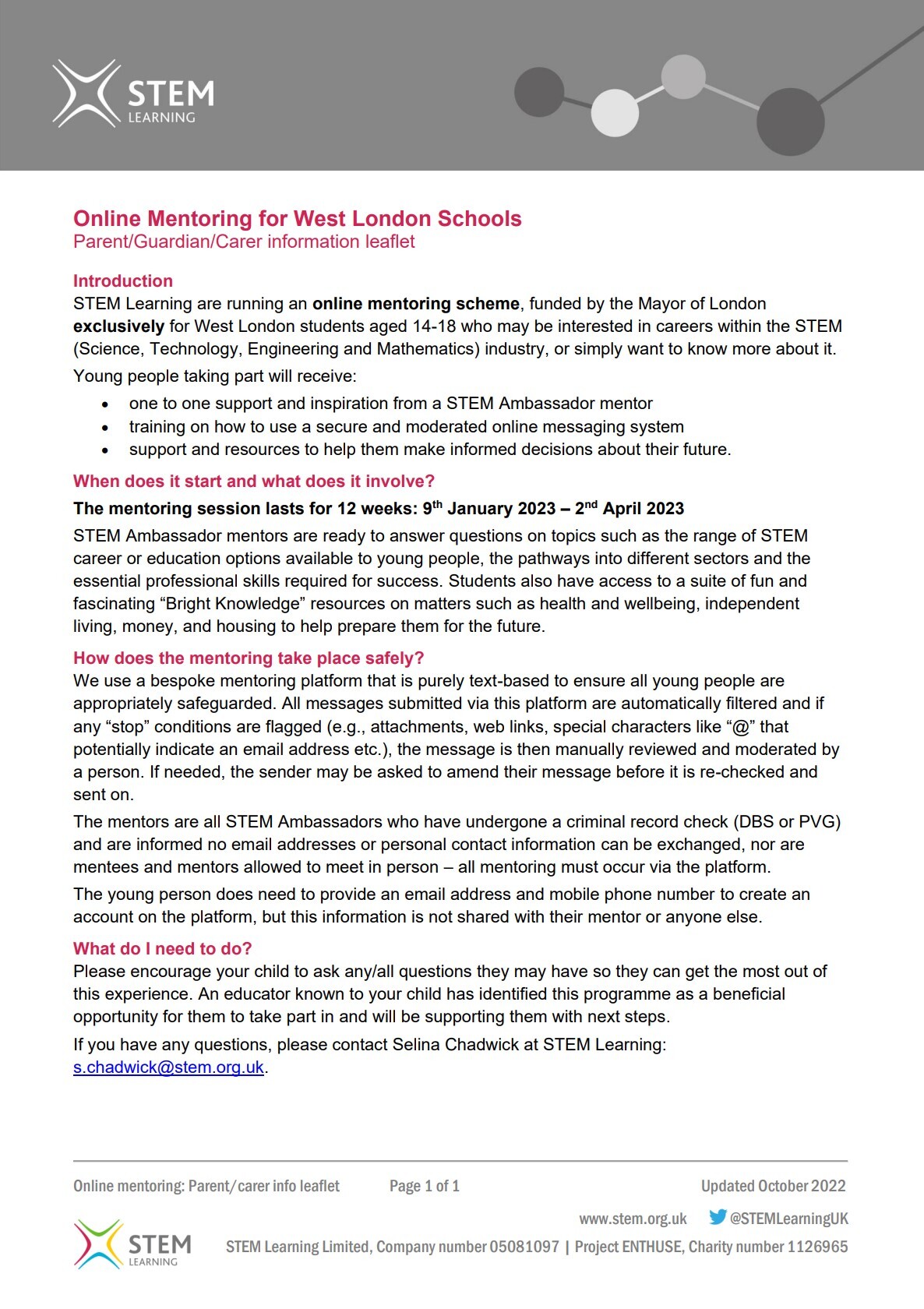 Stem Learning Mentoring Scheme