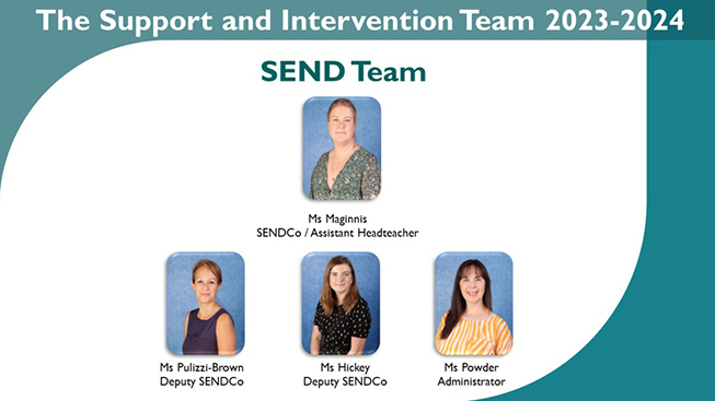 The support and intervention team 2023 24 send