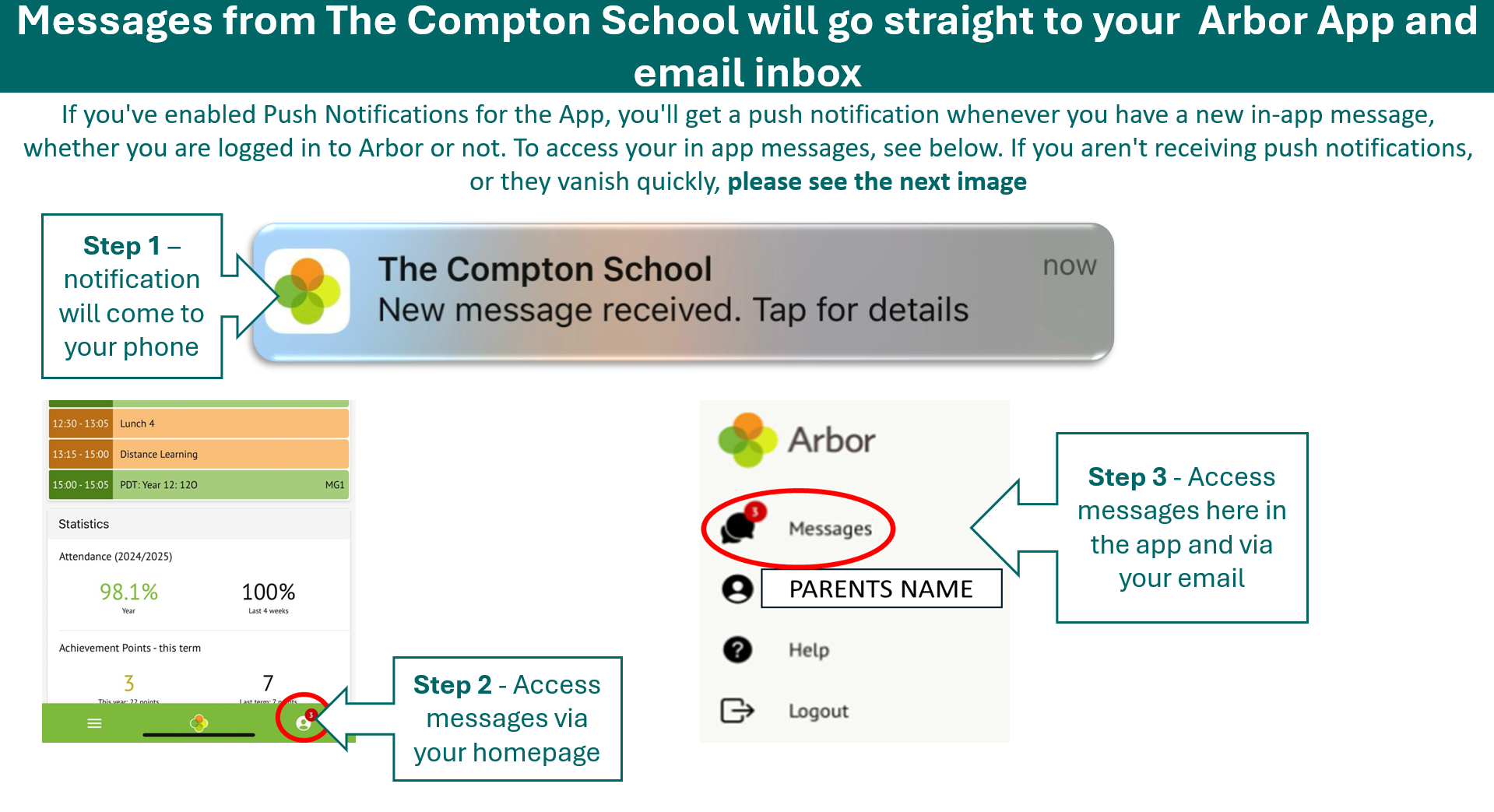 How to Access Arbor In App Messages
